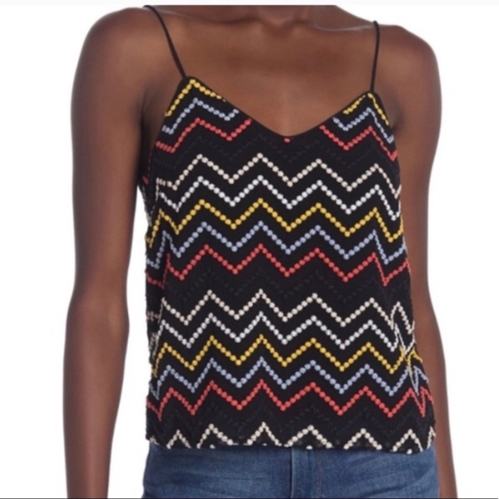 WAYF Sheer Chevron Embroidered Tank